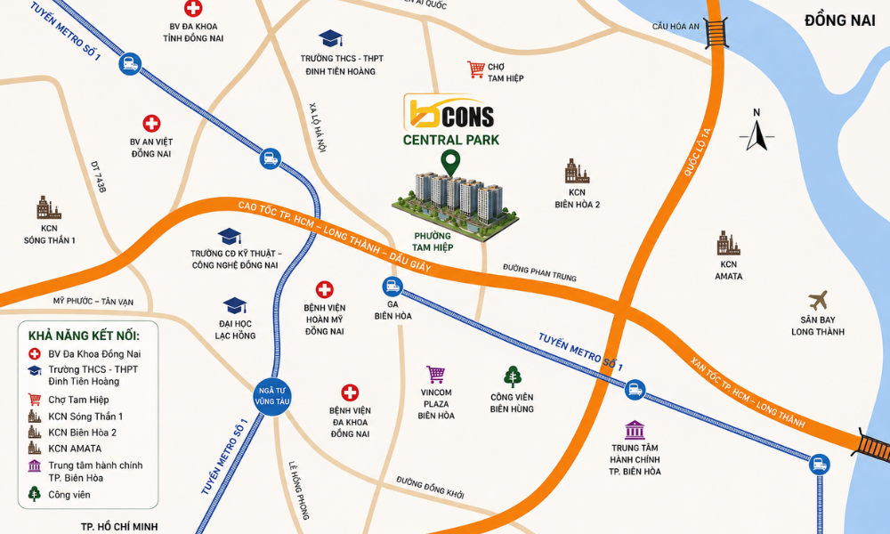 Vị trí chiến lược của dự án căn hộ chung cư Bcons Central Park