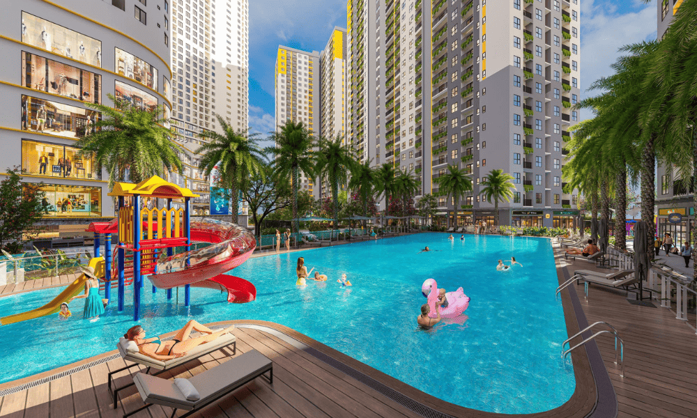 Tiện ích nội khu hồ bơi trong khu căn hộ chung cư Bcons Tam Hiệp