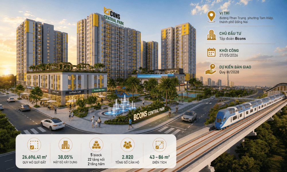 Toàn cảnh về siêu dự án khu căn hộ phức hợp tại Tam Hiệp Đồng Nai - Bcons Central Park